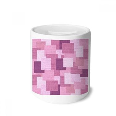 Imagem de DIYthinker Caixa de moedas de cerâmica com mosaico quadrado em tecido de malha de linho, presente de cofrinho