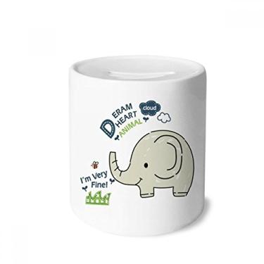 Imagem de DIYthinker Porta-moedas de cerâmica Dream Cloud elefante cinza animal porta-moedas presente de cofrinho
