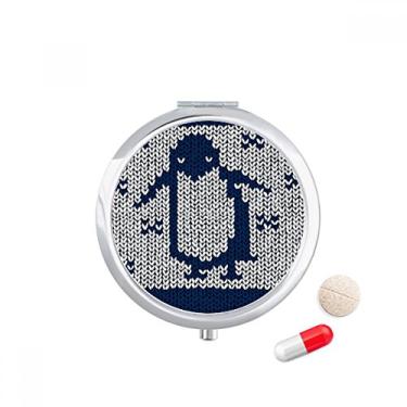 Imagem de Caixa de comprimidos com padrão de ilusão nórdica de pinguim, caixa de armazenamento de medicamentos