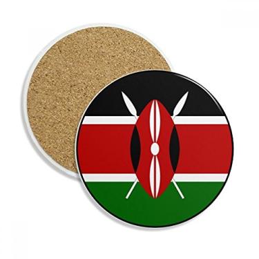 Imagem de Caneca Kenya Africa com emblema nacional porta-copos com pedra absorvente de proteção de mesa
