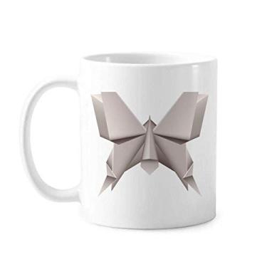 Imagem de Caneca geométrica de origami com estampa de borboleta abstrata cerâmica café porcelana louça
