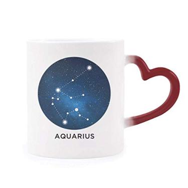 Imagem de Aquarius Constelação signo do zodíaco Caneca Morphing sensível ao calor copo vermelho coração