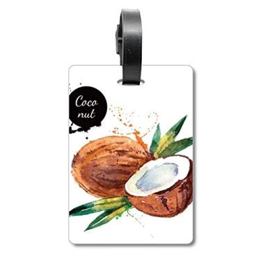 Imagem de Coconut Fruit Tasty Healthy Watercase Bag Etiqueta Bagagem Cartão de Bagagem Etiqueta Scutcheon Etiqueta