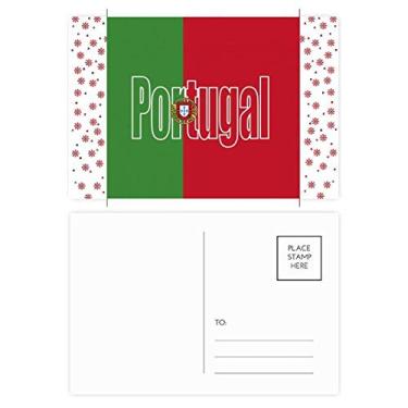 Imagem de Cartão postal de Natal com nome da bandeira de Portugal e flores comemorativas