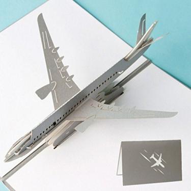 Imagem de Q-XIAOKEAI Faguo 3D Pop Up Avião Cartões comemorativos Natal Aniversário Convite dos Namorados