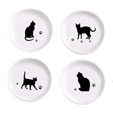 Imagem de Pratos de jantar de cerâmica para gatos, 4 peças, temperos, pratos de aperitivo, tigela de mergulho