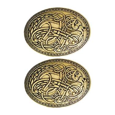 Imagem de Bonarty Broche celta Viking - Conjunto de broche viking medieval com 2 peças, joia nórdica para mulheres e homens