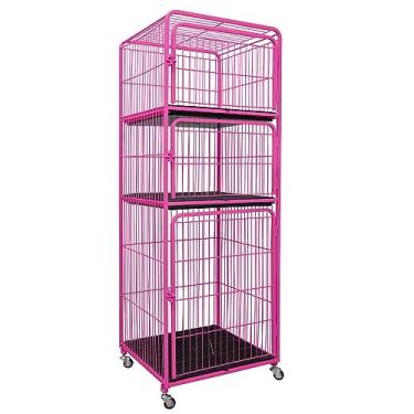 Imagem de Canil Gaiola Vertical Mega 3 Lugares Rosa Cachorro Pet Tosa