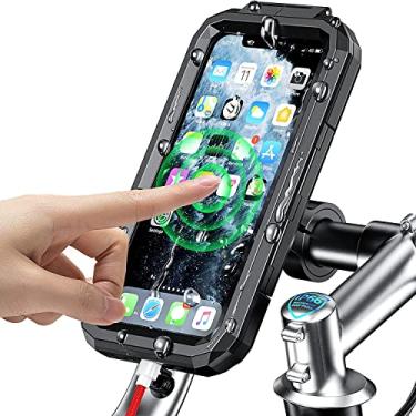 Imagem de Suporte universal para celular à prova d'água para guidão de motocicleta/bicicleta, rotação de 360° e carregamento sem fio, adequado para smartphones de 3,5" a 6,8" (S（4.7‘’-6.1‘’）)