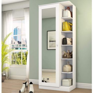 Imagem de Sapateira 1 Porta com Espelho Happy Espresso Móveis Branco Fosco Espresso Móveis