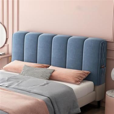 Imagem de Almofada macia do encosto da cabeceira do saco anti-colisão cabeça da cama capa de cabeceira da tela, azul coral, l190cm h60cm