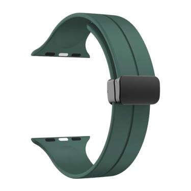 Imagem de Pulseira de silicone Magnética marca 123Smart compativel com Apple Watch 1 2 3 4 5 6 7 8 SE Ultra 38mm 40mm 41mm (verde)