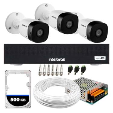 Imagem de Kit 3 Câmeras Intelbras VHD1230B G7 Multi-HD FULL HD 1080p Visão Noturna 30m Proteção IP67 + DVR MHDX 1104-C 4 Canais + HD 500GB