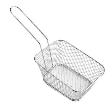 Imagem de Filtro de alimentos mini batatas fritas cesta chips cesta de fritura fritadeira chef de cozinha cesta de aço inoxidável escorredor ferramentas utensílios de cozinha (cor: prata L)