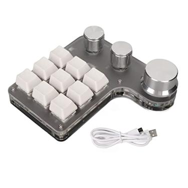 Imagem de Mini teclado macro mecânico para jogos, 9 teclas, 3 botões com uma mão, teclado USB para PC, teclado programável e personalizado, copiar e colar atalhos com retroiluminação RGB, teclado Copy Paste (branco)