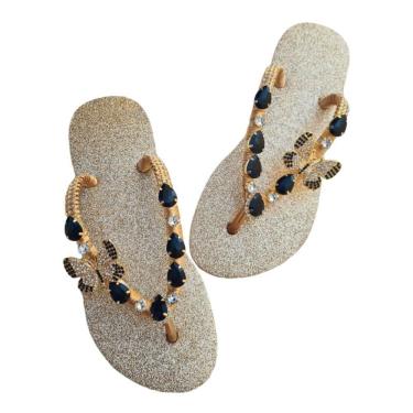 Imagem de  Chinelo Havaianas Customizada Glitter Pedraria e Borboleta com Strass