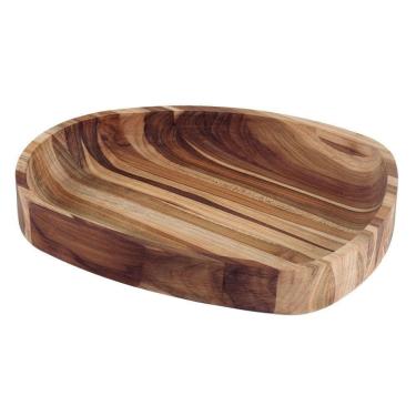 Imagem de Gamela Organica Churrasco Em Madeira Teca Fsc Com Acabamento Em óleo Mineral 37x29,8 Cm