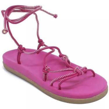 Imagem de Sandália Papete Feminina Gladiadora com Amarração Pink (35)