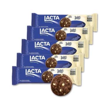 Imagem de Cookies Laka Chocolate Branco E Ao Leite Kit 5 Packs De 80G - Lacta
