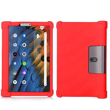 Imagem de QYiiD Capa para Lenovo Yoga Smart Tab 10,1 polegadas 2019, capa protetora de silicone leve à prova de choque de borracha macia adequada para crianças Lenovo Yoga Smart Tab, vermelha
