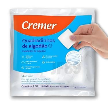 Imagem de Algodão Quadrado Prensado Quadradinho Cremer Sem Perfume 250 Unidades