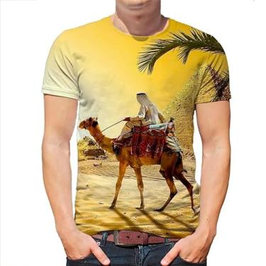 Imagem de Camiseta casual de verão com estampa 3D de manga curta animal camelo, Azul marinho, M