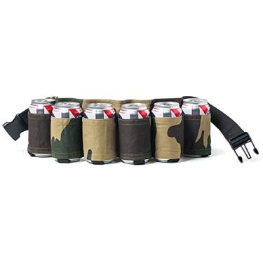 Imagem de Coldre de cinto de cerveja, suporte de cinto de garrafa de refrigerante de cerveja para homens, suporte de lata de bebida, bolsa de cintura ajustável, comporta 6 latas, perfeito para festas,
