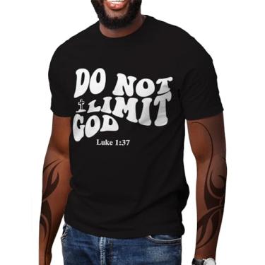 Imagem de Swag Point Camisetas masculinas estampadas – 100% algodão manga curta urbana moderna moda casual tops streetwear hip hop hipster, Do Not Limit God, M