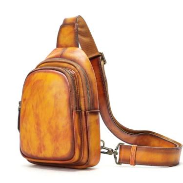 Imagem de Mochila de Couro Genuíno para Homens Bolsa de Peito Bolsa Transversal Bolsas de Ombro Bolsa de Viagem Bolsa para Homens (A)