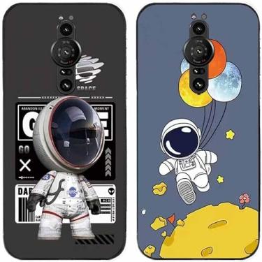 Imagem de 2 peças fashion astronauta impresso TPU gel silicone capa de telefone traseira para Sony Xperia todas as séries (Sony Xperia Pro-I)