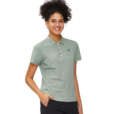 Imagem de Camisa polo feminina manga curta secagem rápida 4 botões absorção de umidade desempenho tops esportes tênis fitness lazer, Verde, M