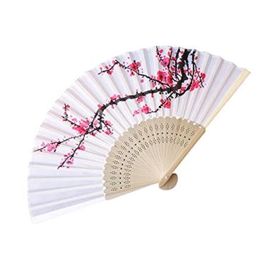 Imagem de YQHWLKJ Ventilador de mão dobrável de bambu vintage, ventiladores portáteis para casamento, dança, festa, artesanato, decoração de casa, ventiladores dobráveis