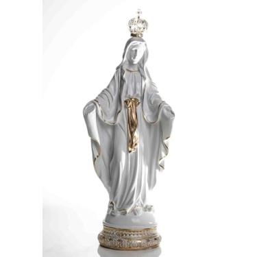 Imagem de Imagem Nossa Senhora das Graças Laqueada, 60 Cm, Estátua Religiosa Católica Branca para Casa ou Escritório