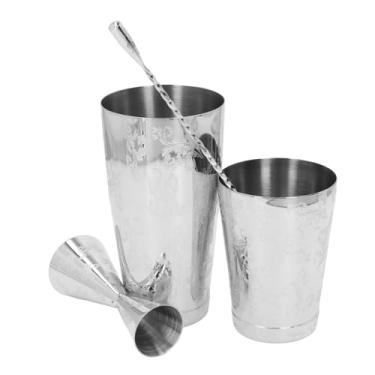 Imagem de Conjunto de misturador de bebidas com coqueteleira Martini, conjunto profissional de shakers Boston, conjunto coqueteleira Boston multifuncional em aço inoxidável 304 com estampa (Type 1)