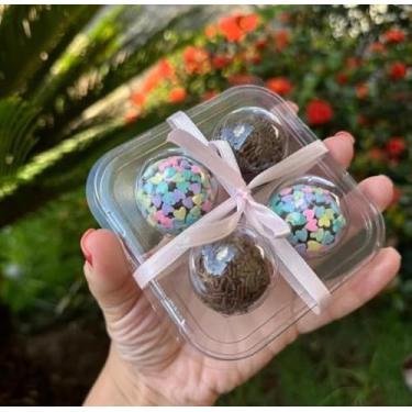 Imagem de Embalagem Flip Ball Blister Brigadeiro 4 Cavidades - Ideal Para Armazenar 4 Docinhos (Escolha a Quantidade) (10)