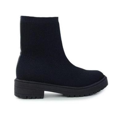 Imagem de Bota Feminina Bebecê Cano Baixo Knit Preta - T2422-Feminino