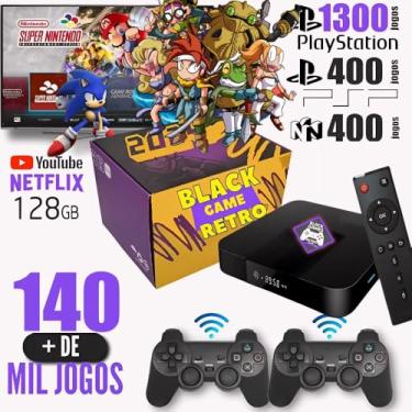 Imagem de Vídeo Game Box Retro 140.000 mil Jogos 128gb 2 Controles Sem Fio Premiun (COM FIO)