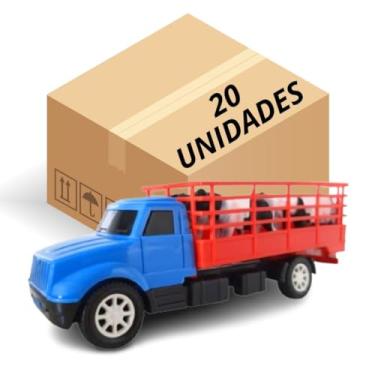 Imagem de Kit 20 Caminhão de Brinquedo Boiadeiro com Bois Animais Fazenda Fazendinha Menino Revenda