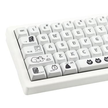 Imagem de Sunzit Teclas PBT – 130 teclas personalizadas de perfil XDA sublimado com desenho animado preto para teclados mecânicos Cherry & Gateron MX Switches
