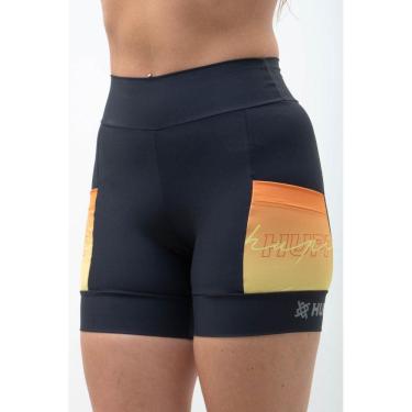 Imagem de Bermuda Compressão Feminina HUPI Run Curta Colors Laranja