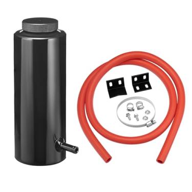 Imagem de BDFHYK Tanque de transbordamento de refrigerante Tanque universal de transbordamento do radiador com mangueira Lata de captura de óleo Reservatório de Radiador de Alumínio Bottel 800ml Preto