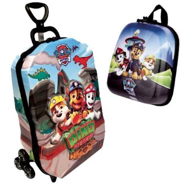 Imagem de Mochila de Rodinhas Mochilete 3D com Rodinha Tripla + Lancheira Paw Patrol Dino Maxtoy Diplomata