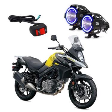 Imagem de Par Farol de Milha Angel Eye U7 Azul para Moto Suzuki DL 1000 V Strom 