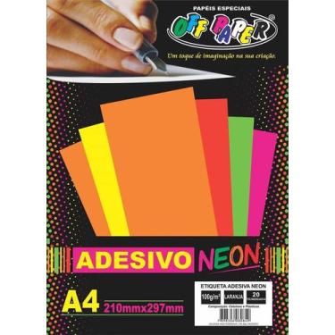 Imagem de Adesivo Neon Laranja A4 100g Off Paper - 20 unidades