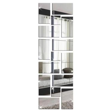 Imagem de Espelho Decorativo Abstrato Quadrados E Retângulos Acrílico Sala Quart