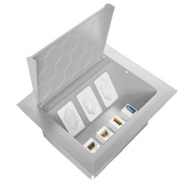 Imagem de Caixa De Mesa Embutir Com 3 Tomada 20A Cinza +4 Keystone - Elétrica Mu