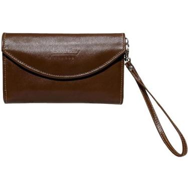 Imagem de Carteira de mão feminina alça removível estilo clássico em couro porta