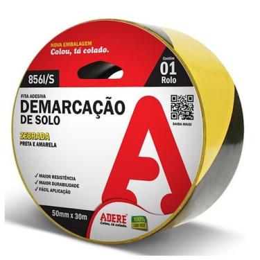 Imagem de Fita para Demarcaçao de Solo Zebrada 50MM X 30M Adere 856I/S