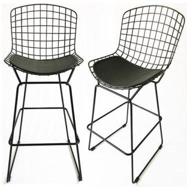 Imagem de Kit 2 Banquetas BERTÓIA maciça preta altura 60cm - Poltronas do Sul