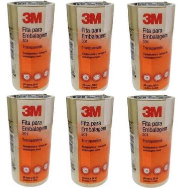 Imagem de Kit 24 Fita Adesiva 301 Embalagem 3M Transparente 48MM X 50M